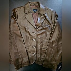 NWT - Lambskin Leather Sonoma Brown Blazer Jacket - Size XL